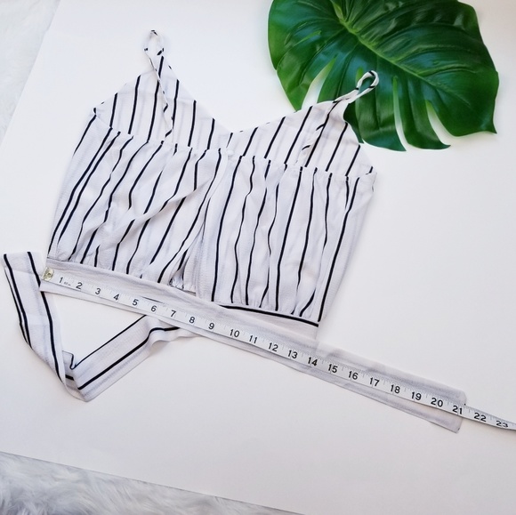 Crop Top Cami Striped Off White Adjustable Straps - Picture 7 of 8